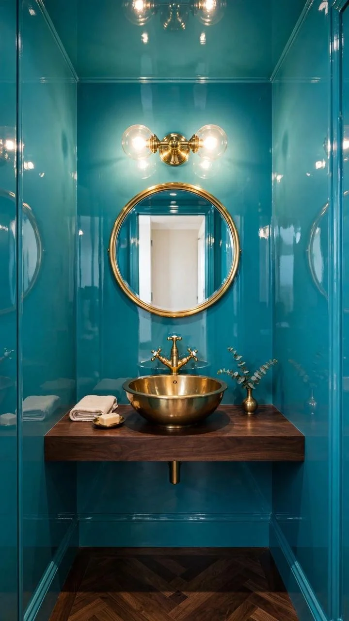This Bathroom Is Basically a Mirror: The High-Gloss Paint Trick Making Small Powder Rooms Look Like Mirrors