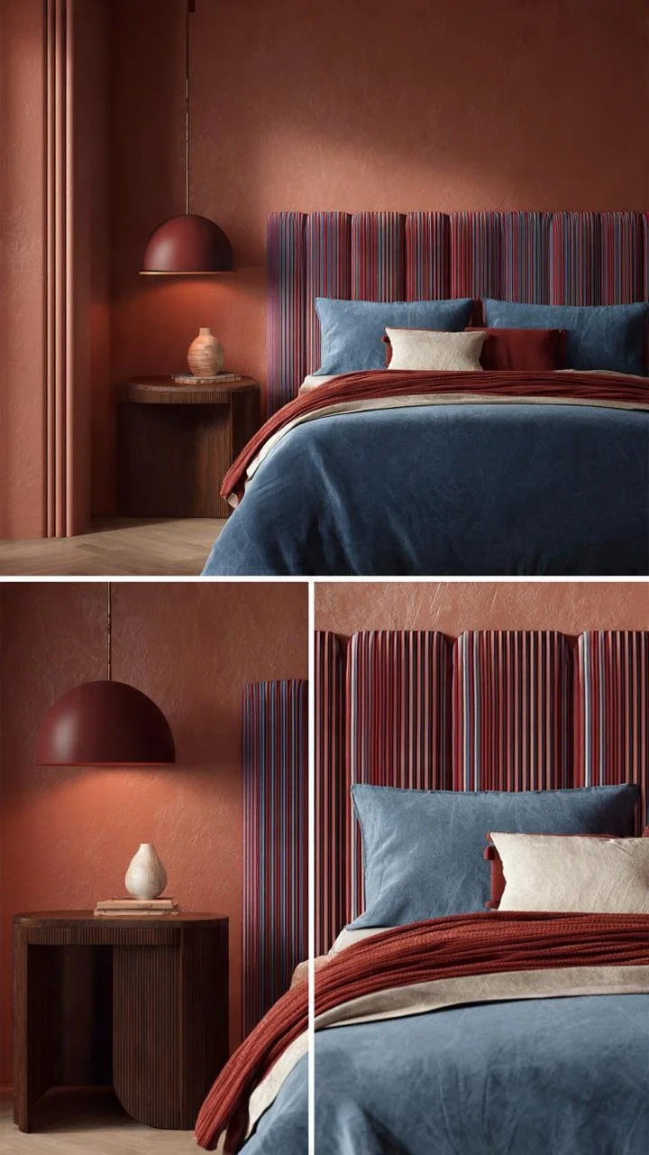 Three Colors, One Rule: The Terracotta-Burgundy-Blue Formula Bedroom Designers Keep Reaching For