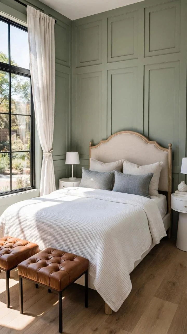 One Wall Panel, Endless Bedrooms: The Molding Trick Making Sage Green Feel Timeless Instead of Trendy