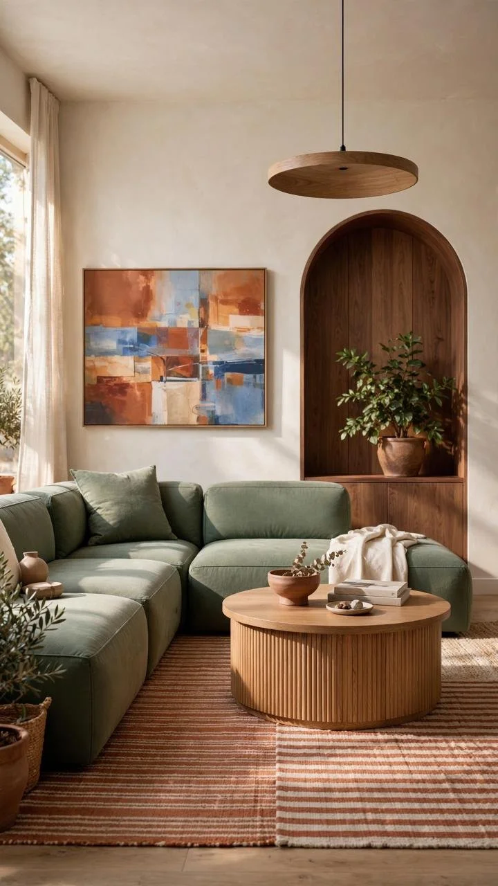 Sage Green and Terracotta: The Warm Color Pairing Behind Every One of These Cozy Arched Living Rooms