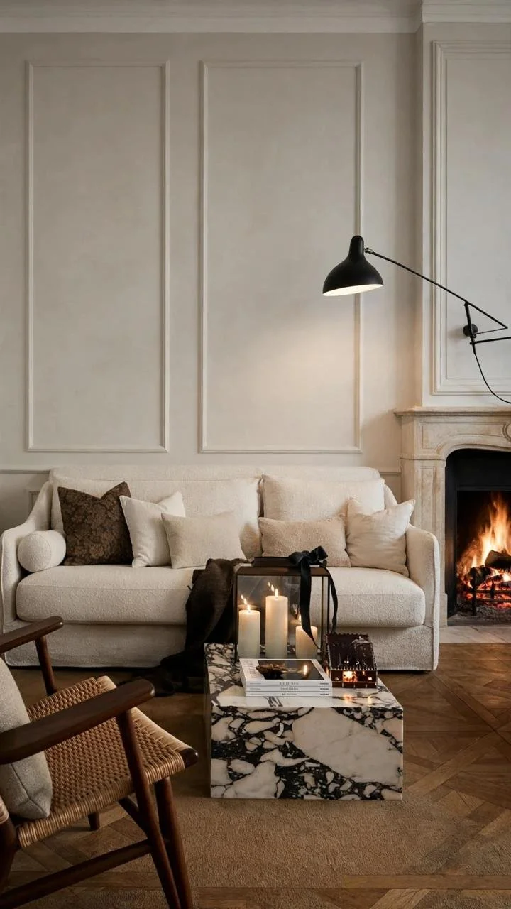 Marble, Rattan, and Cream: The Neutral Formula Every Parisian Apartment Seems to Share