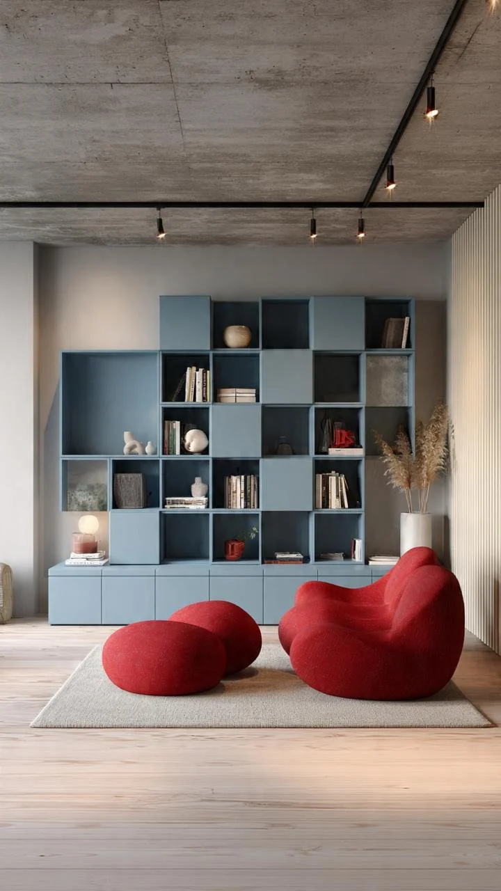 In this case, the bookcase also becomes one of the main protagonists of the space.