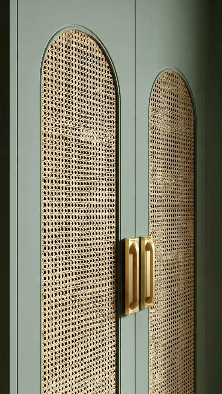 Arched Cane Cabinetry and Brushed Brass Hardware Study — ATLANTICO ARQS