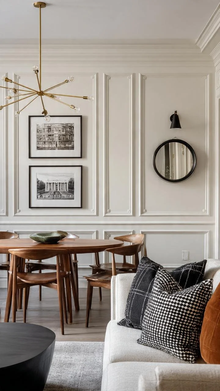 An exceptional example of mid-century glam elegance paired with classic neoclassical architecture. Rich textures, bespoke details, and sophisticated styling make this interior a source of inspiration for luxury living.
