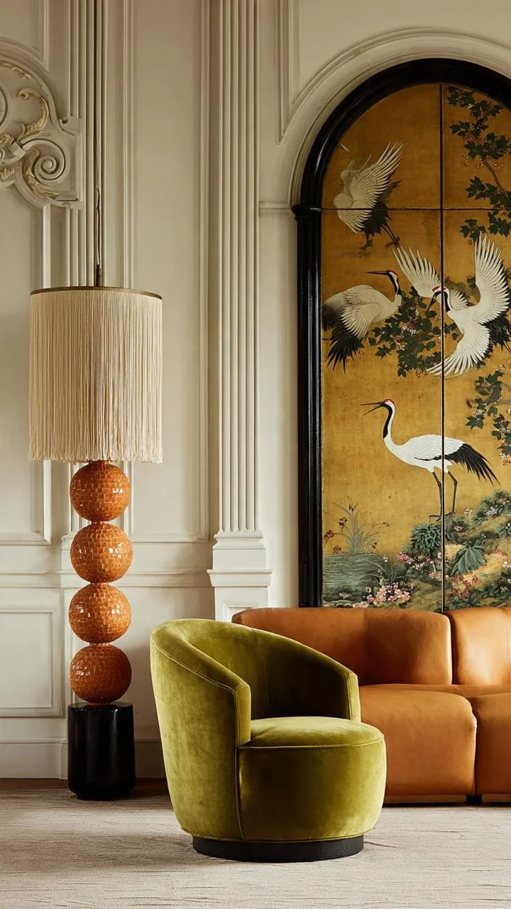 A harmonious fusion of Japanese minimalism, Oriental elegance, and Chinoiserie artistry. Warm wood textures, sculptural furnishings, and carefully selected decorative details create a tranquil yet luxurious living environment.