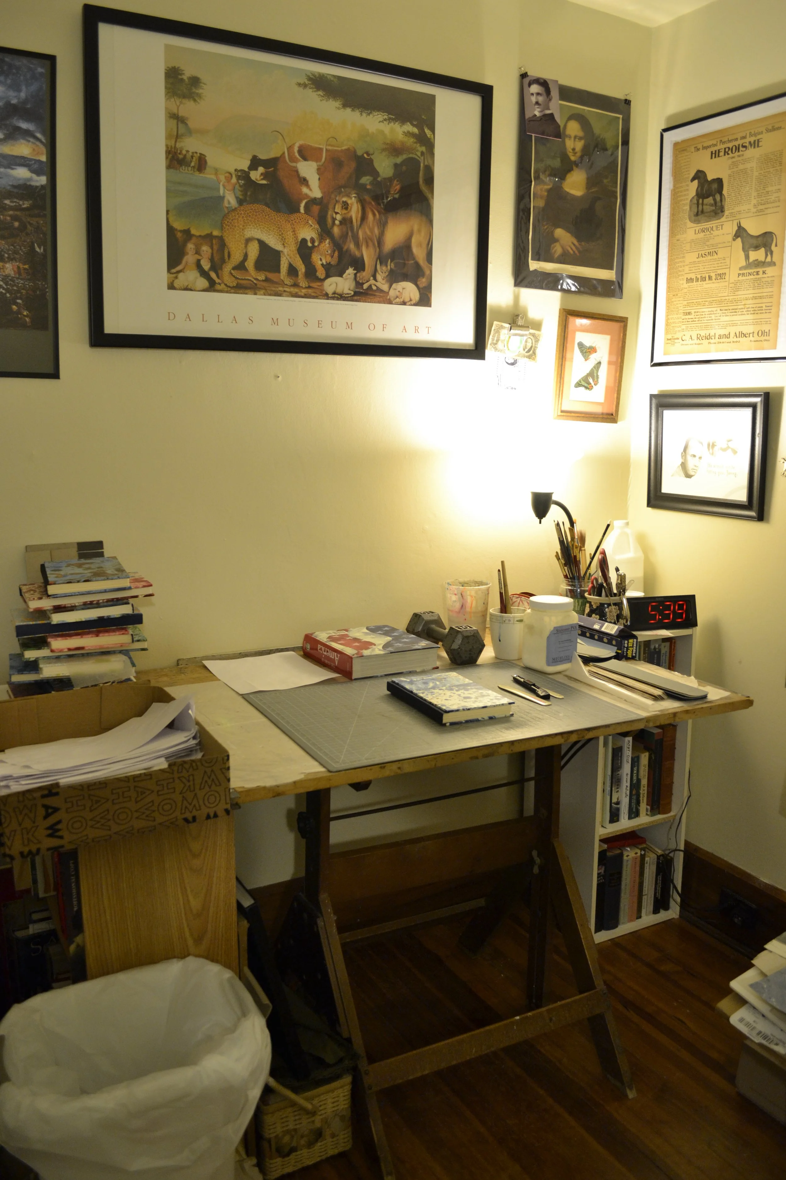 The cozy studio I set up in my childhood bedroom after moving in with my parents post-college. 