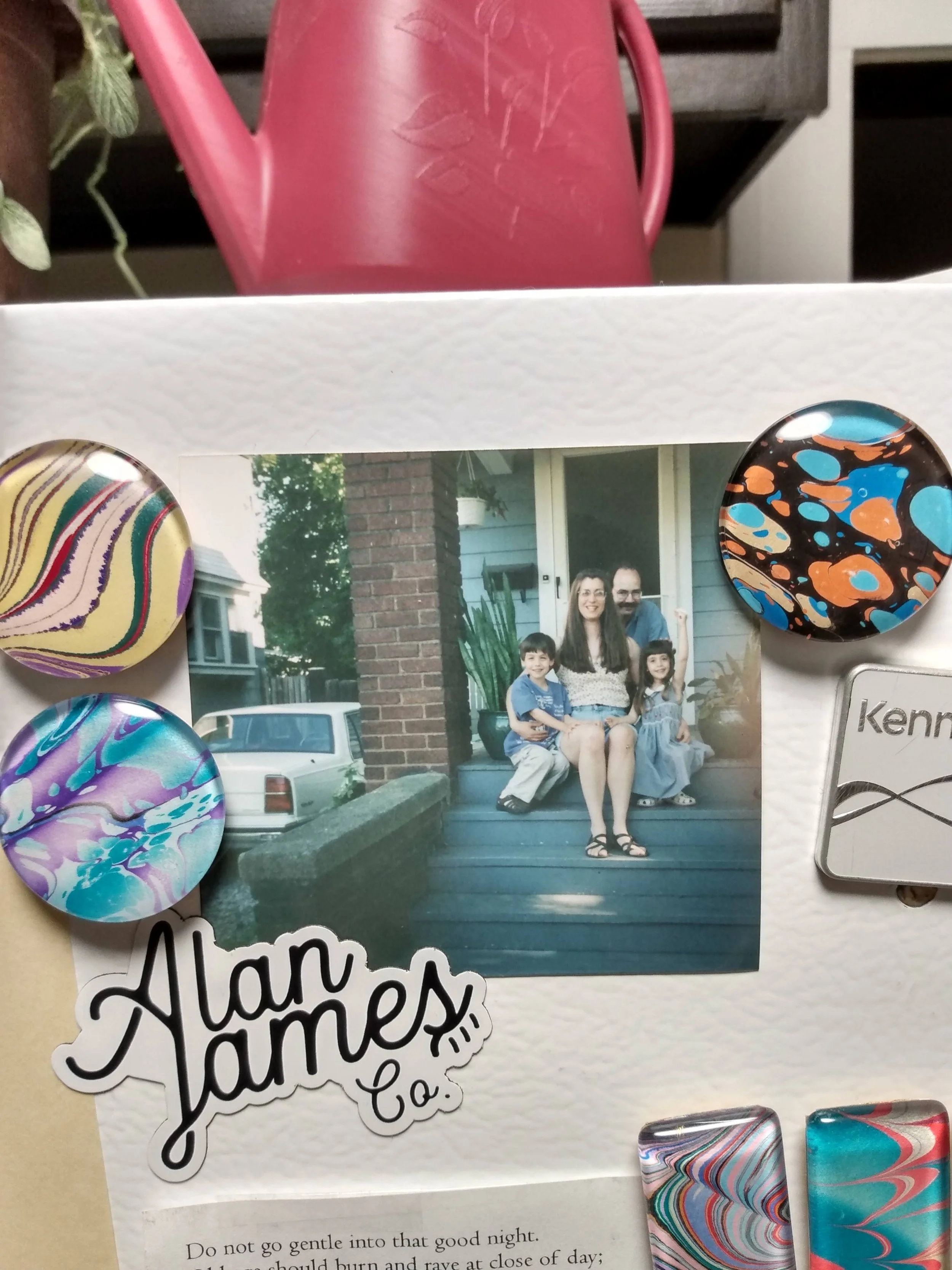My white fridge became a canvas to display my memories and store magnets.