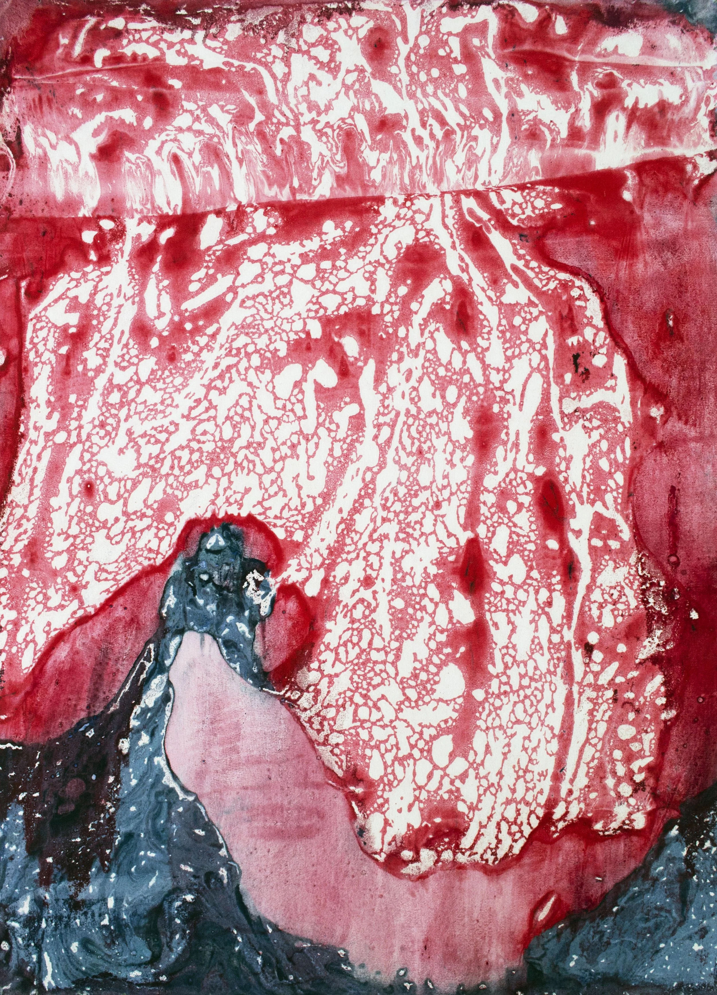 At last, gush after gush of clotted red gore, as if it had been the purple lees of red wine, shot into the frighted air; and falling back again, ran dripping down his motionless flanks into the sea. His heart had burst!