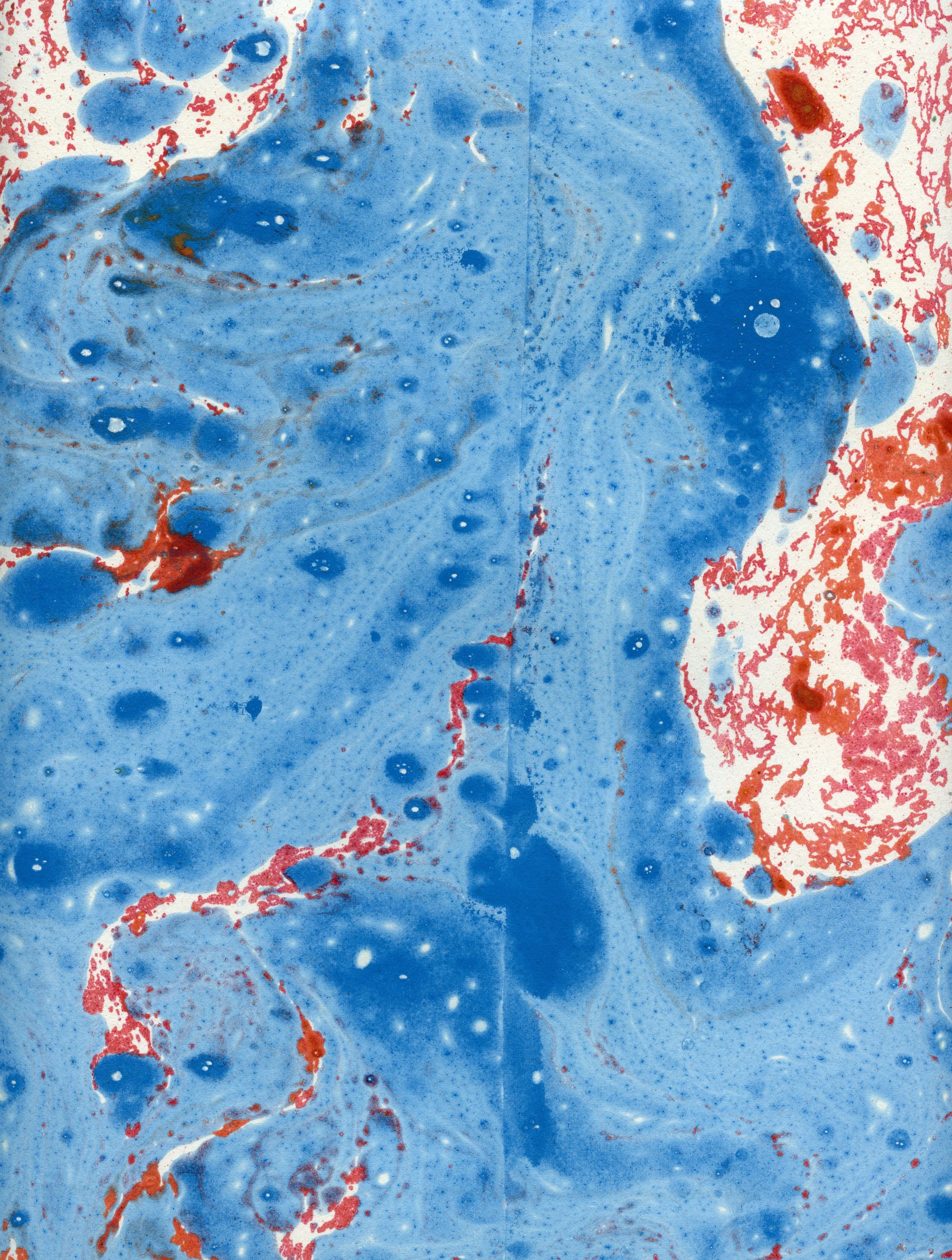 Examples of oil paint marblings I made for book covers 