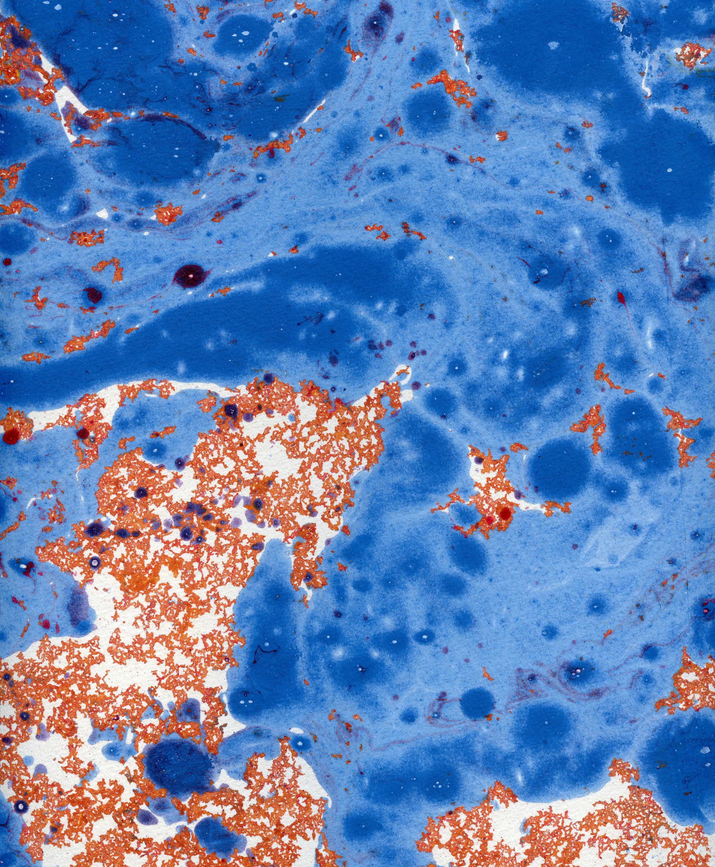 Examples of oil paint marblings I made for book covers (love the cerulean blue)