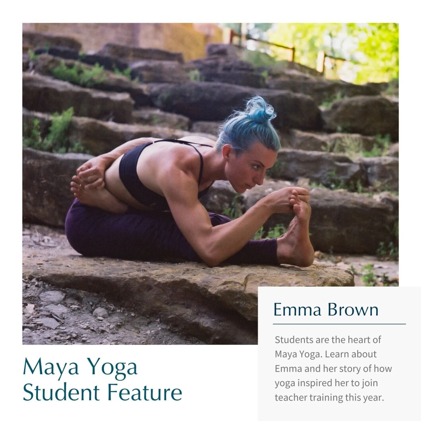 Maya Yoga Student Feature 🌟 Emma Brown 🌟  @lazuli.vibes 
Emma is a long time student of Maya and currently in our teacher training program. She has a unique blend of curiosity, kindness, and dedication to the practice that we love. See below to lea