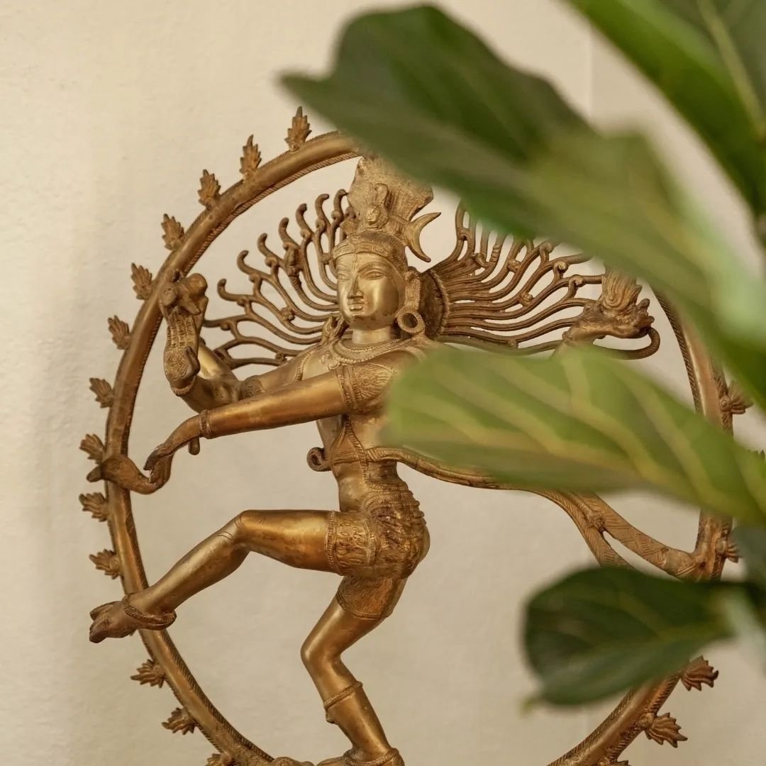In our main studio, on the altar, lies Nataraja, referred to as the &quot;Lord of the Dance,&quot; who represents a significant form of the Hindu deity Shiva. In this image our Shiva sculpture engages in a dynamic cosmic dance known as the Tandava, s
