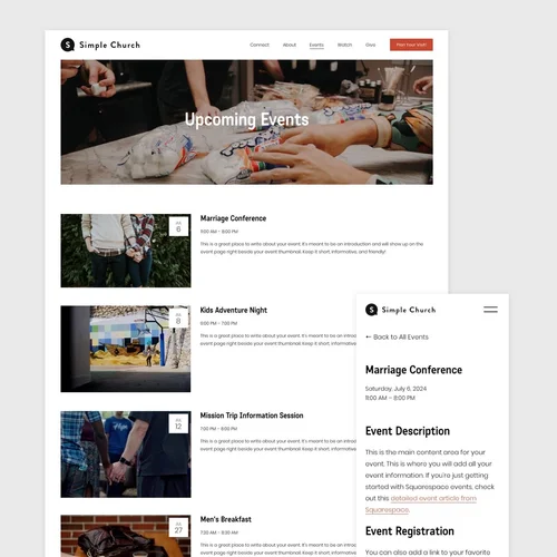 Church Squarespace Template Shop — Church Design Co