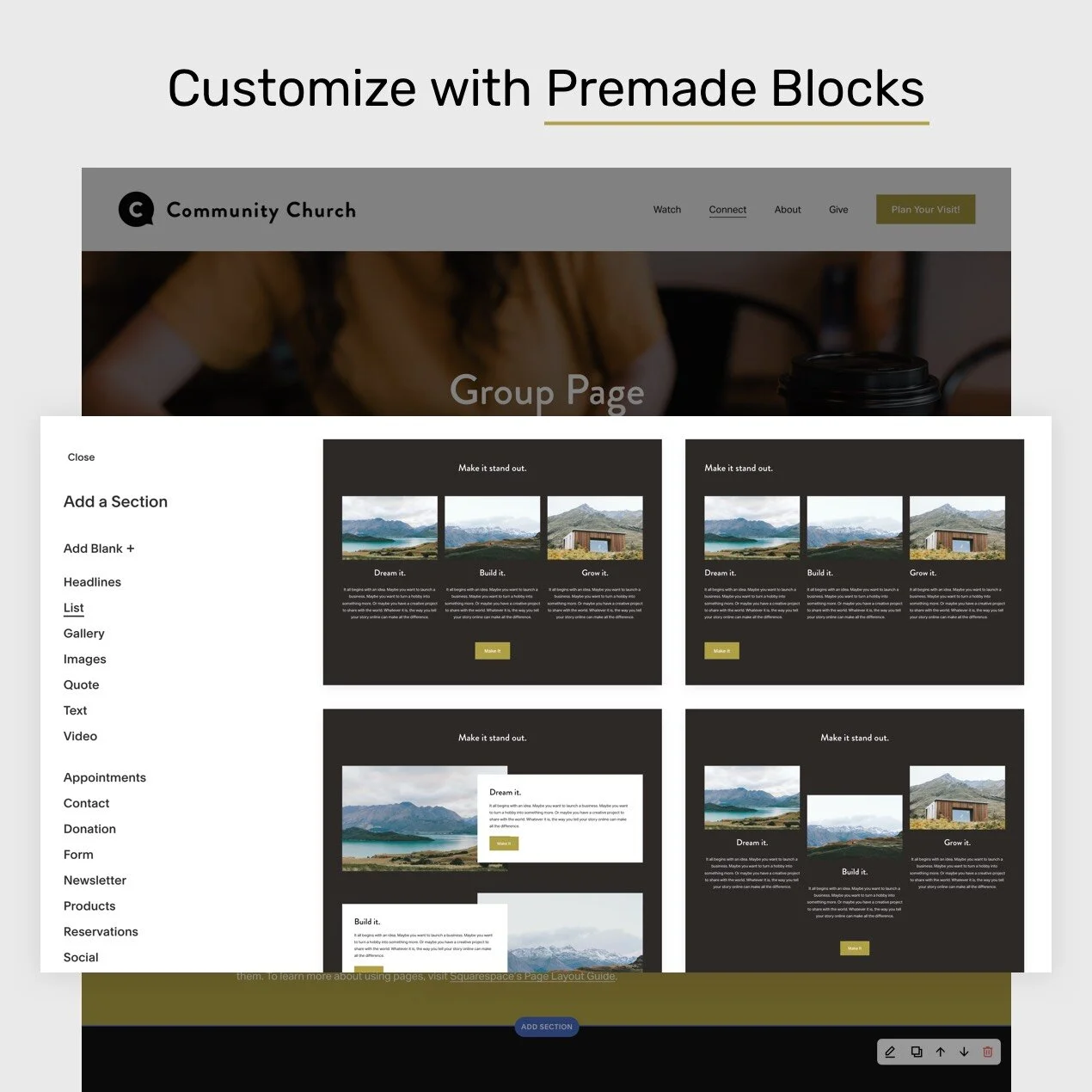 Church Squarespace Template Shop — Church Design Co
