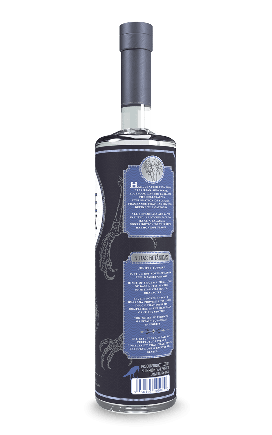 Blue Rook Distillery Cane Gin Bottle Side View 1