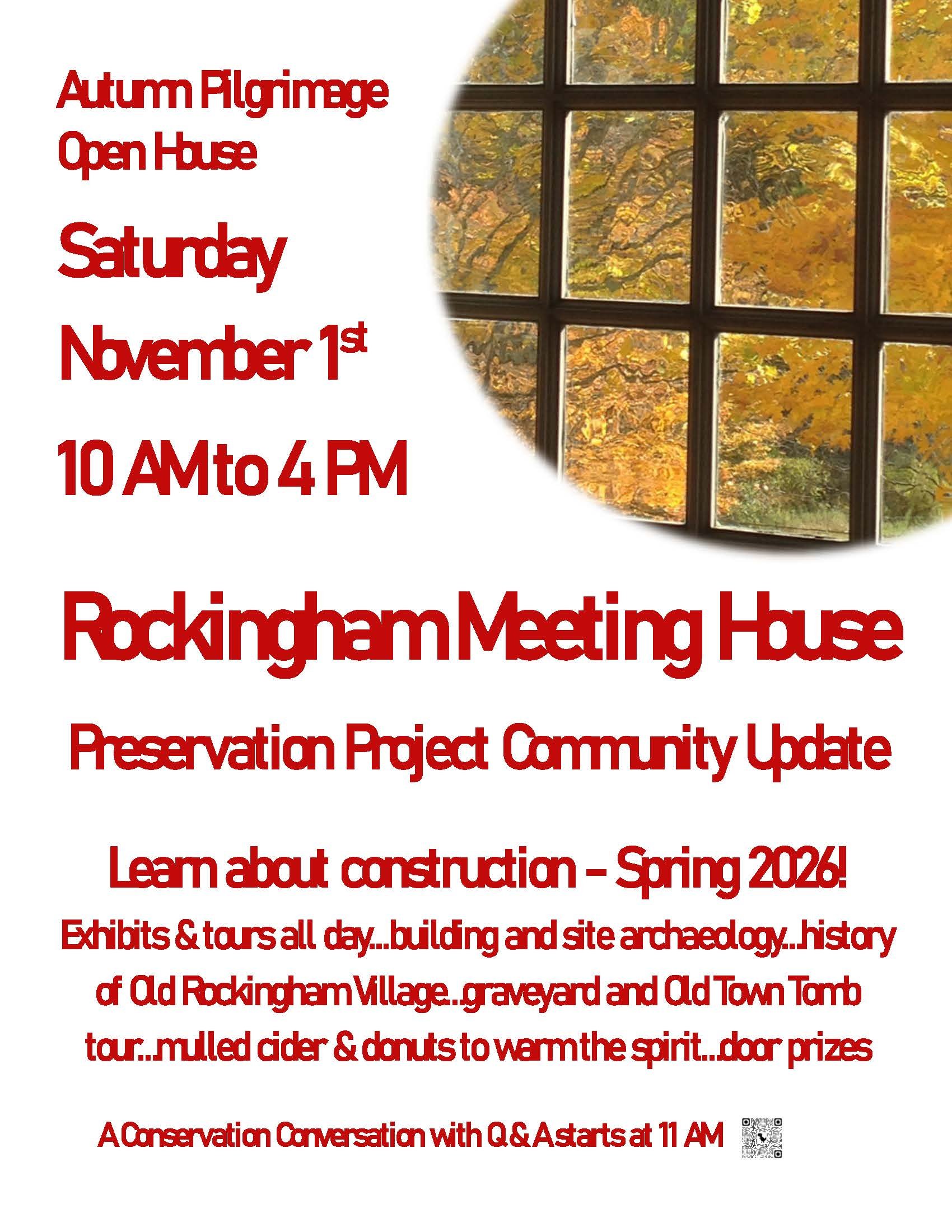 Rockingham Meeting House Autumn Pilgrimage Open House