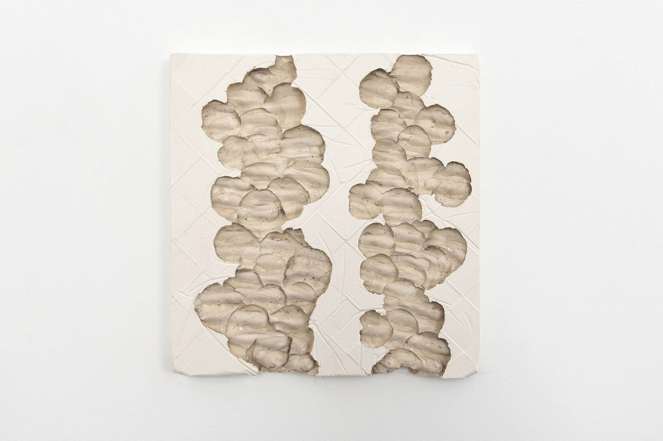   Gypse Riverbed (White Smoke) , plaster, unfired clay, 38cm x 40cm x 4cm, 68projects, Berlin, Germany, 2018 