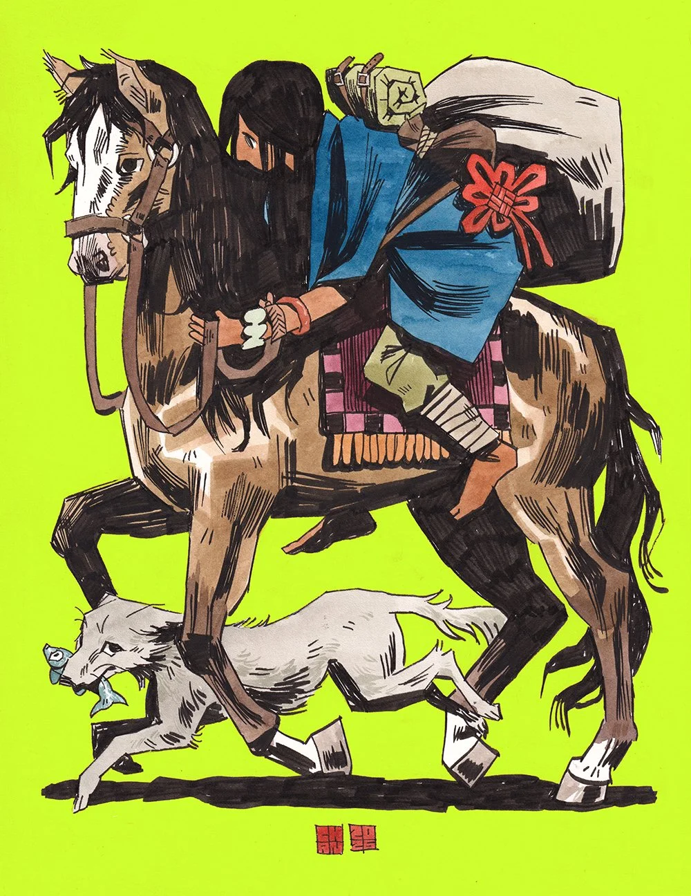 "A Good Team", 2026, ink, watercolor & acrylic, for "In All Seriousness, a Chan (flesh.png) Solo Exhibition" at Gallery Nucleus in 2026