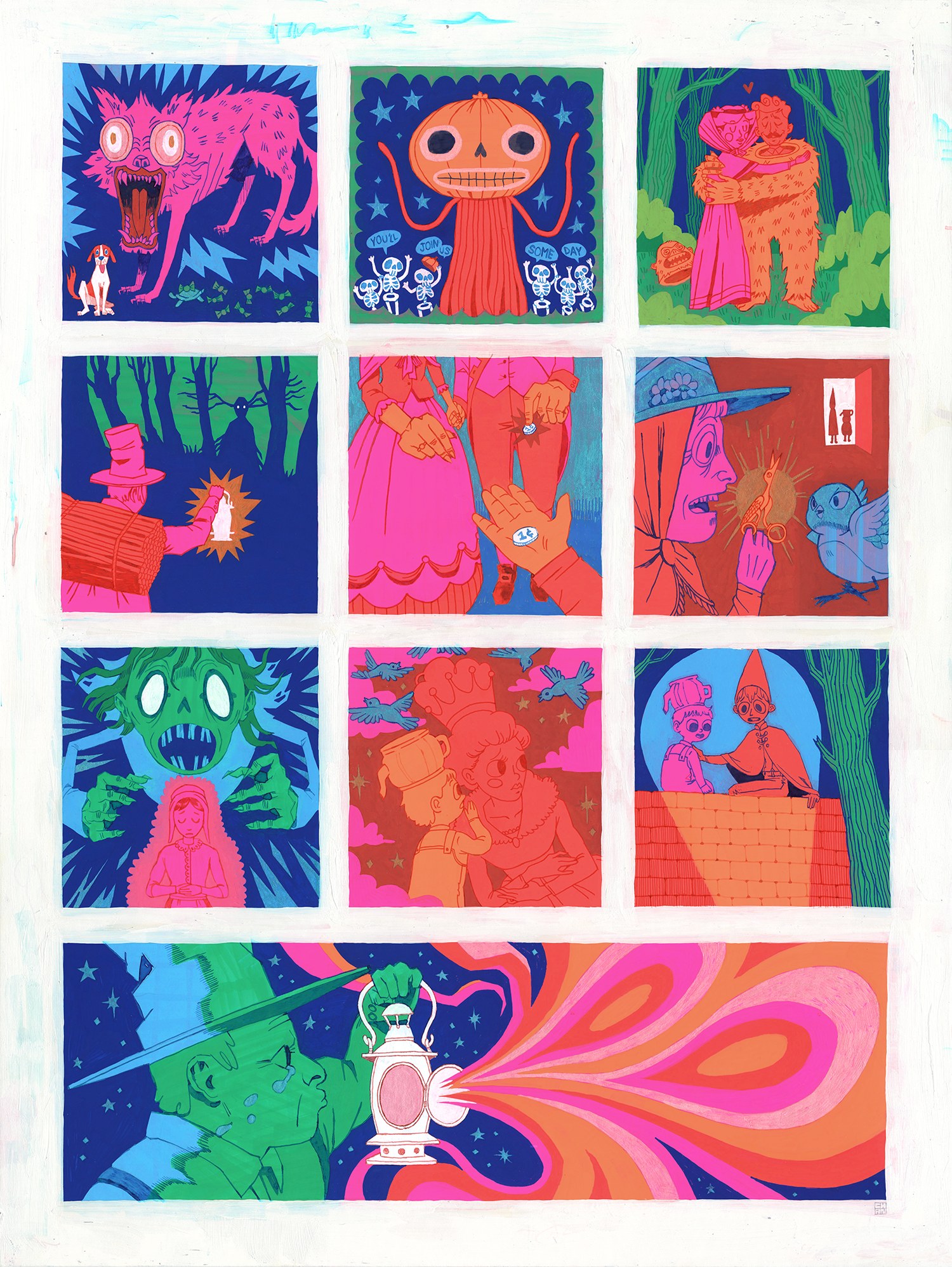 "Vignettes", 2024, traditional, for Gallery Nucleus' Back to the Unknown: Over the Garden Wall 10th Anniversary Tribute Show