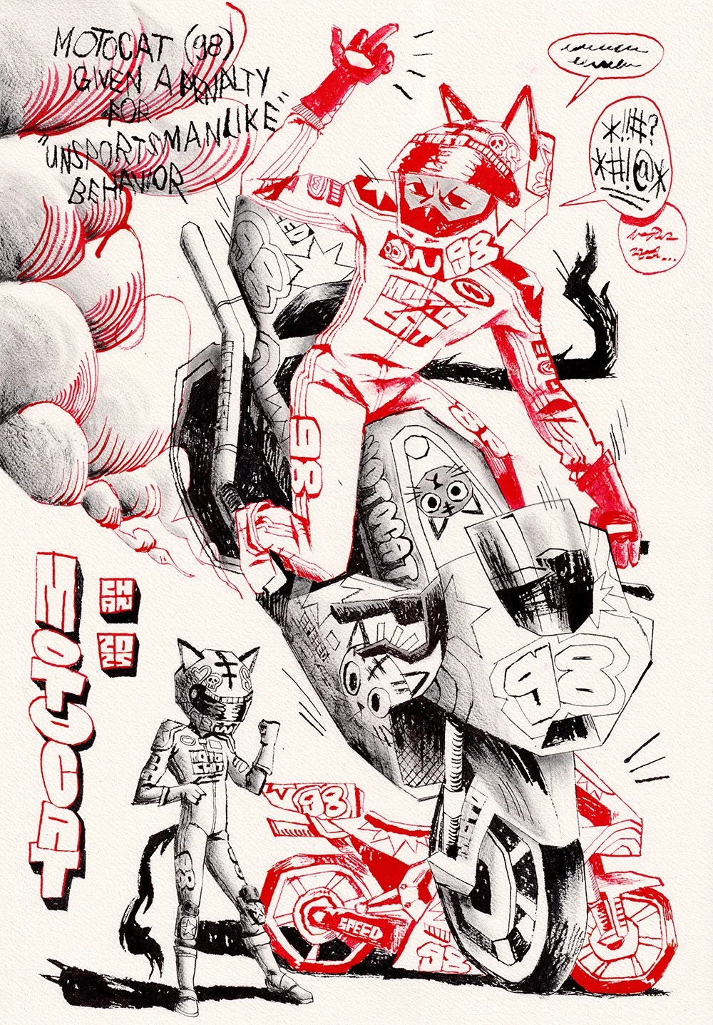 "Unsportsmanlike", 2025, ink, for "In All Seriousness, a Chan (flesh.png) Solo Exhibition" at Gallery Nucleus in 2026