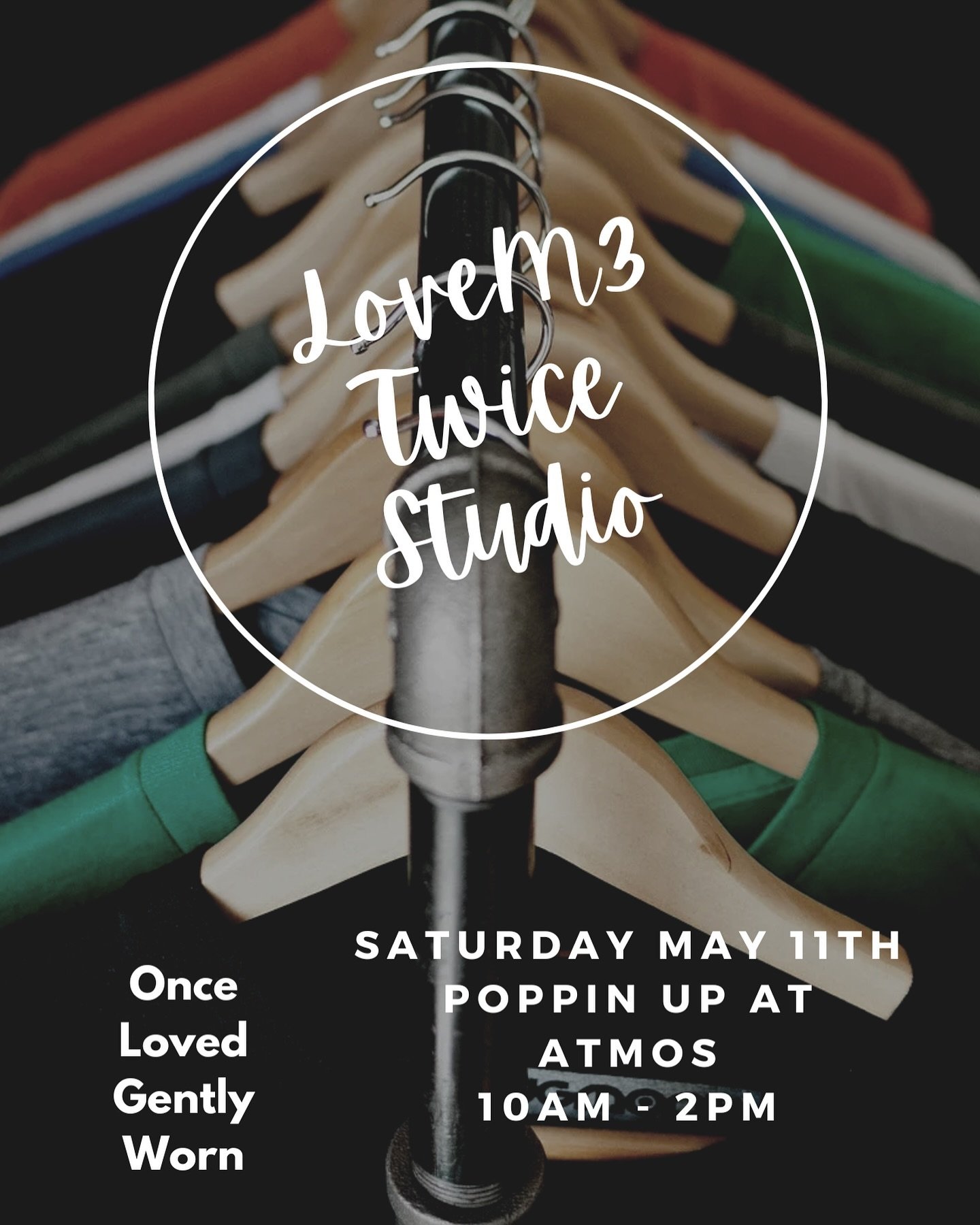 Love M3 Twice - is Poppin Up at ATMOS 
Saturday May 11th 10am - 2pm 
:
50% of sales are donated to the studio 
To support free classes for those that need it most and can&rsquo;t afford it. 
:
We will continue to have Love M3 Twice  as a partner . &h