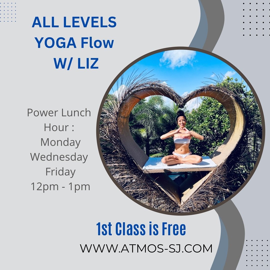 Lunch is Power Hour with Liz!!! 
Join her Every Monday, Wednesday and Friday !! 
: 
Her Energy is Contagious!!!!! Ask about her pet fish 
and  be entered into a raffle 😁 we will pull names on May 11th !!! 
:
:
First Class is Free!! All levels are we
