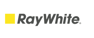 RayWhite logo with black text and a yellow square