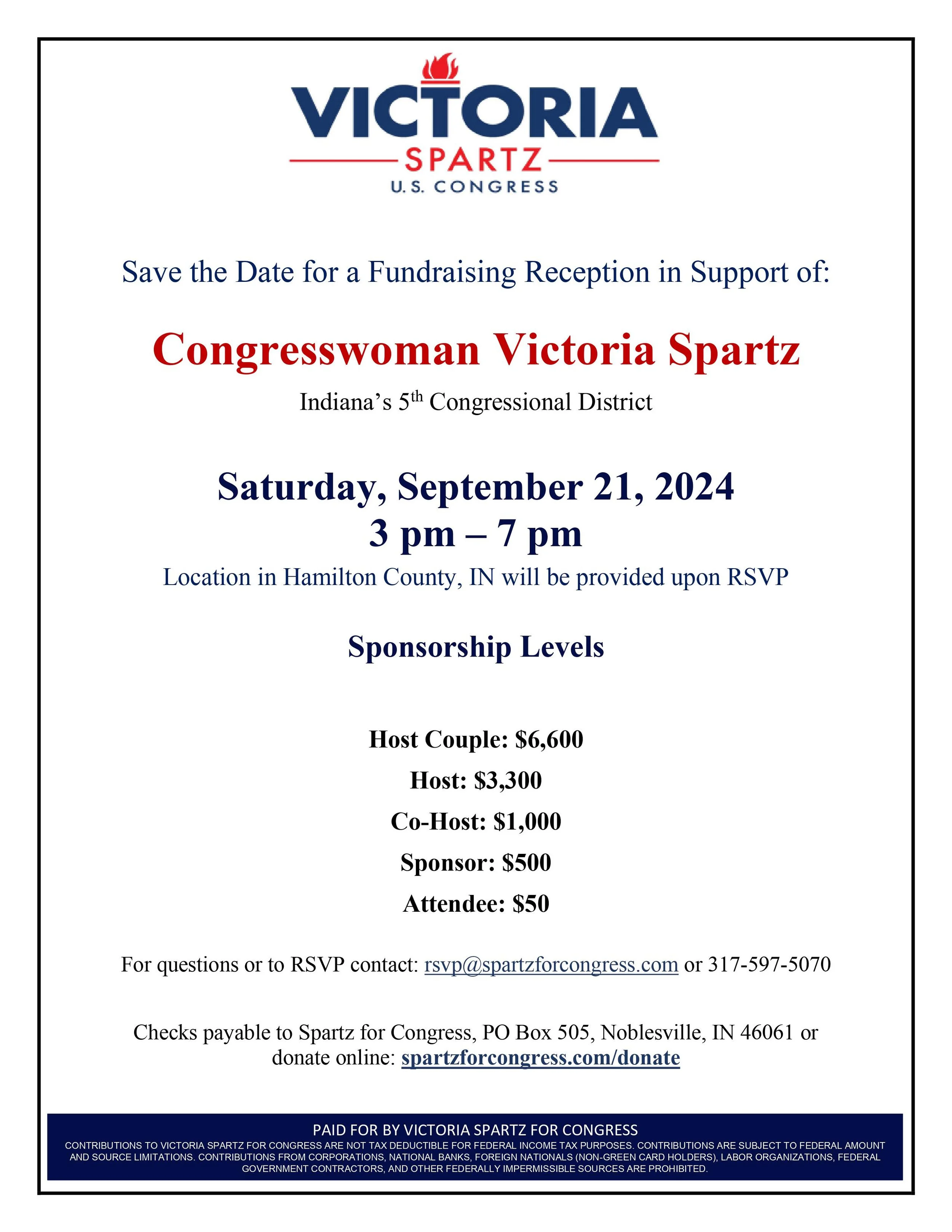 Victoria Spartz Fundraising Reception — Hamilton County Republican