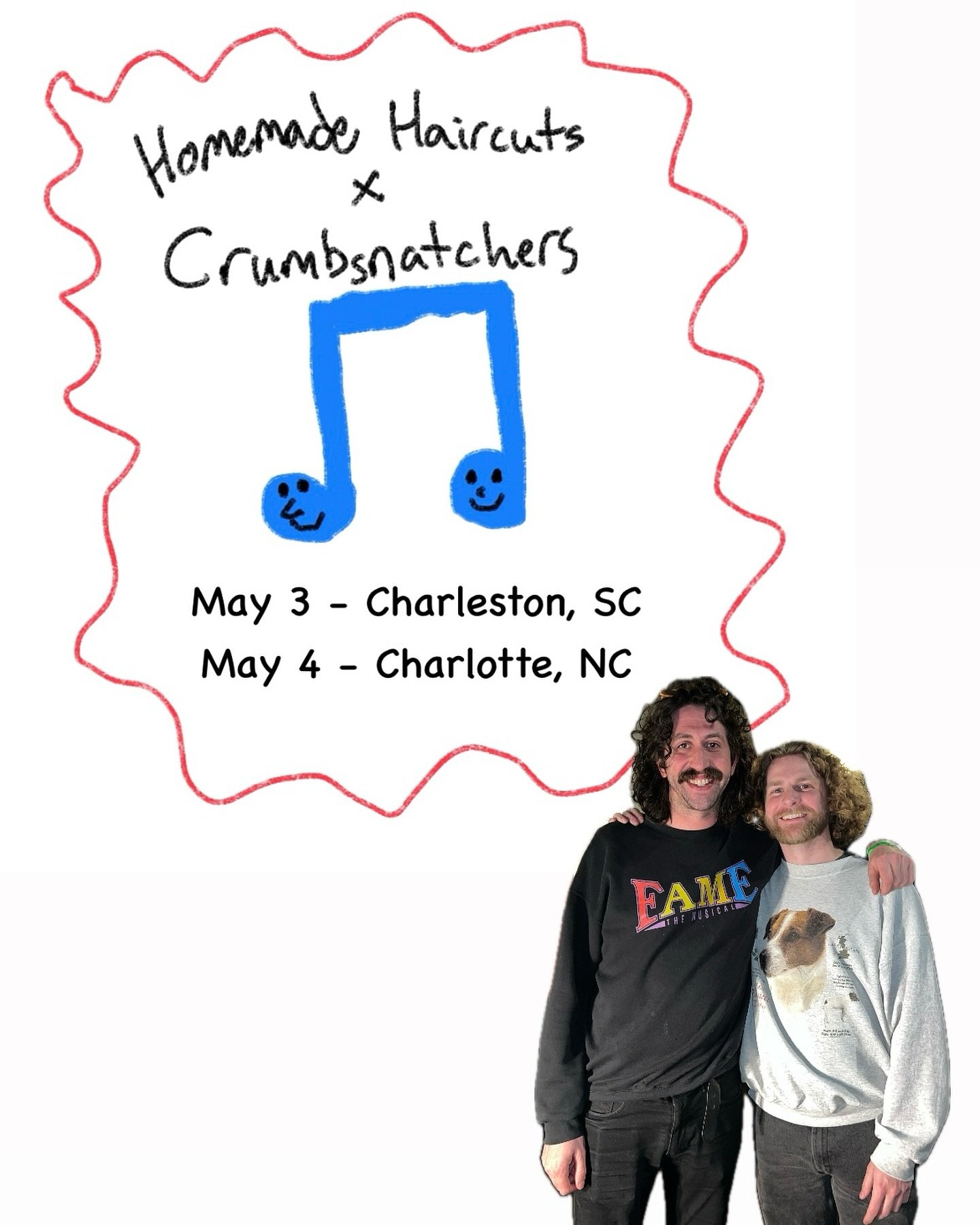 wholesome news! we&rsquo;re linking with Nashville&rsquo;s own @crumbsnatchersband for TWO Carolina shows ✌🏻

5/3&bull; Charleston, SC @theroyalamerican 
5/4 &bull; Charlotte, NC @provideduptown 

Planning some fun, one-of-a-kind sets for these! Sto