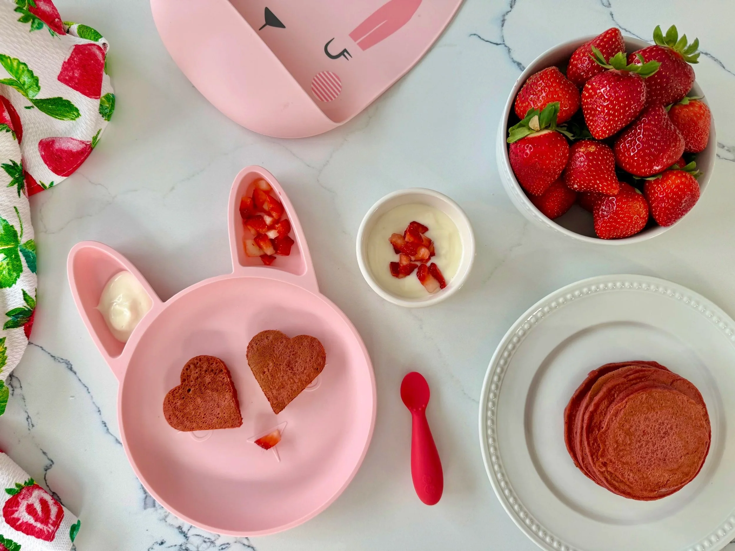 Pink Pancakes for BLW with Strawberries