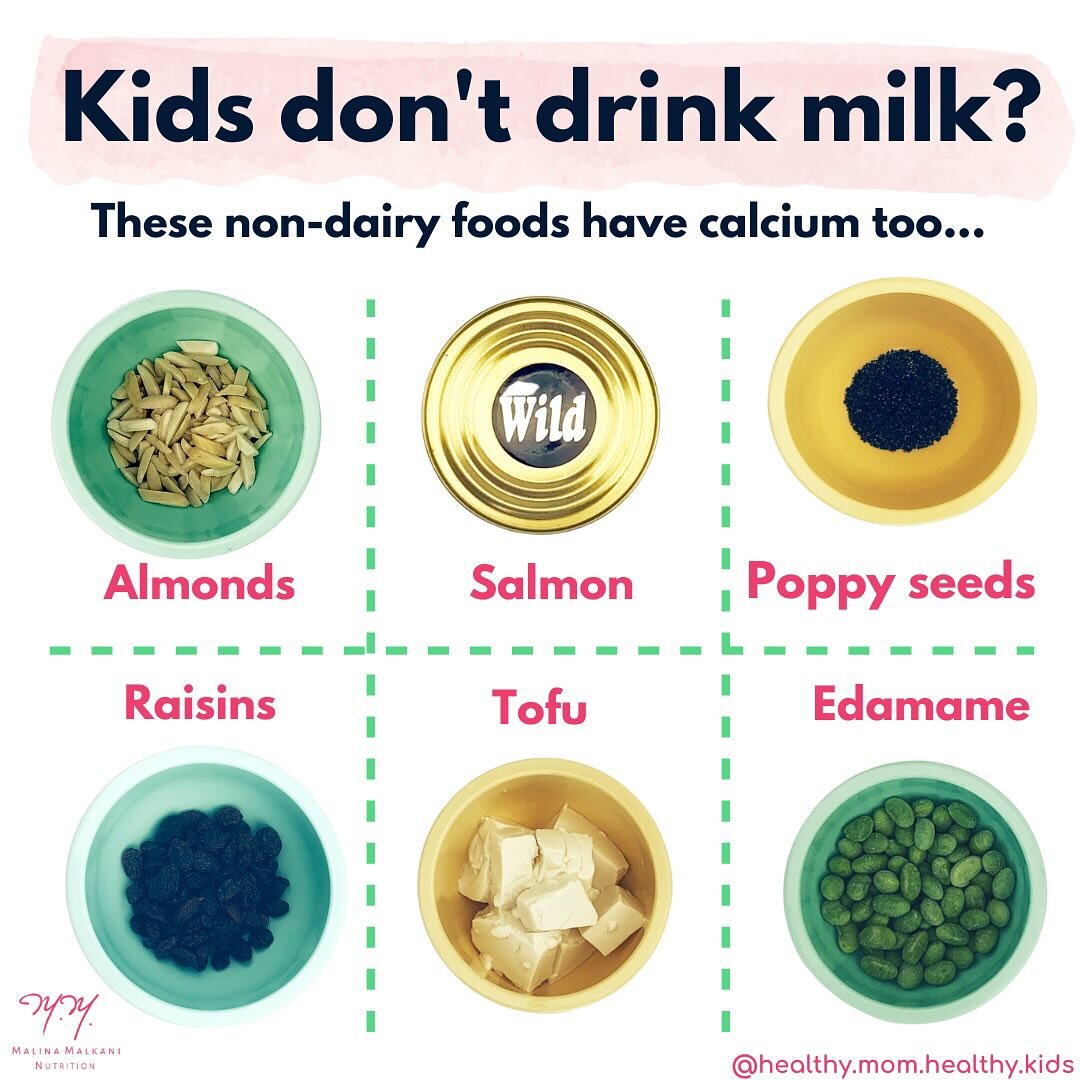 Cow&rsquo;s 🐮 milk offers an easy way to help kids meet their calcium needs - but it&rsquo;s not the only way! ⁠ ⁠
⁠
If you have a child who does not drink milk 🥛 for whatever reason, this post also has some non-dairy foods to consider that also of