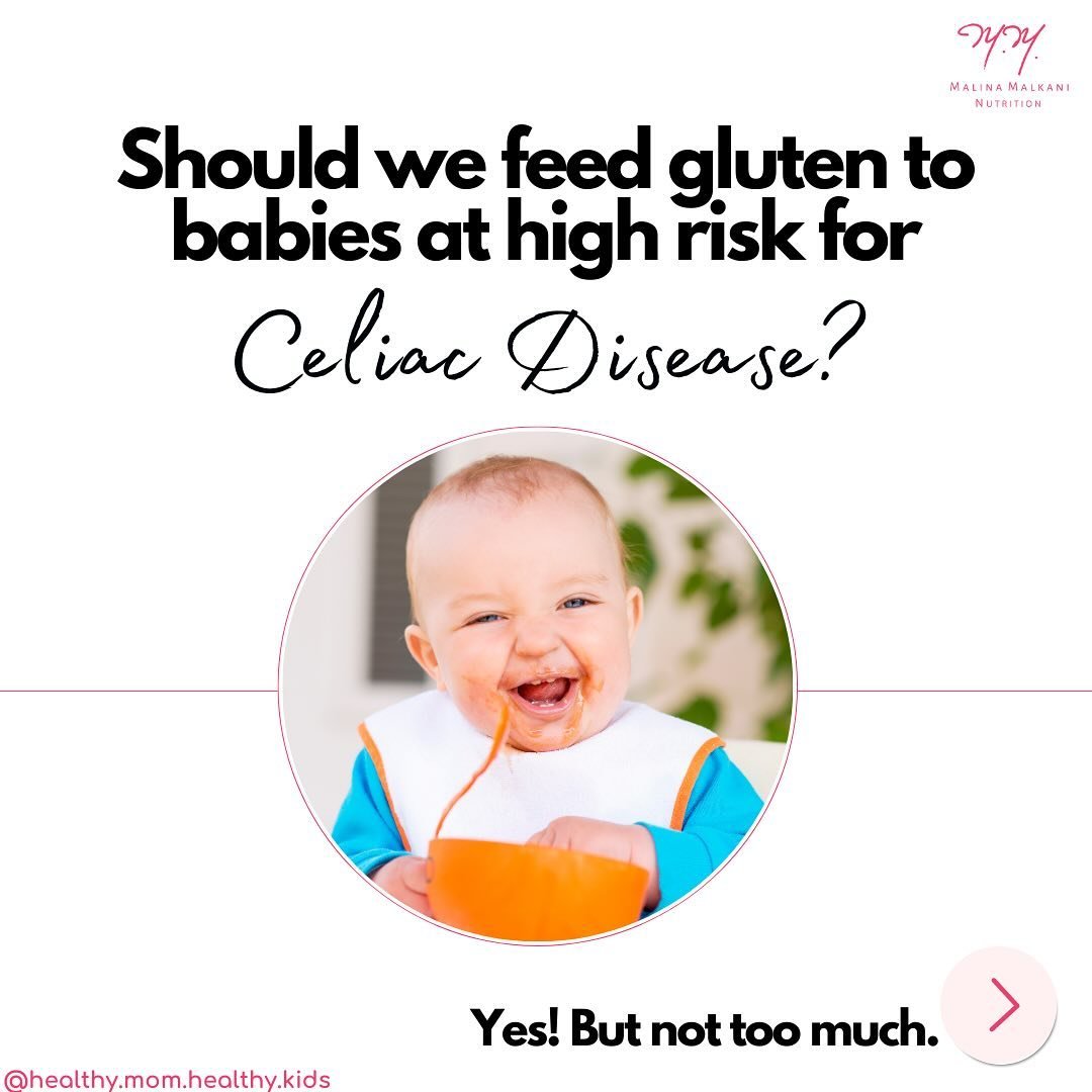May is #CeliacDiseaseAwarenessMonth 💚 If you have celiac disease, or if your babe is at risk for celiac, I hope this post will be especially helpful for you...⁠⁠
⁠⁠
I&rsquo;m Malina, dietitian, author &amp; single mom of 3, specializing in nutrition