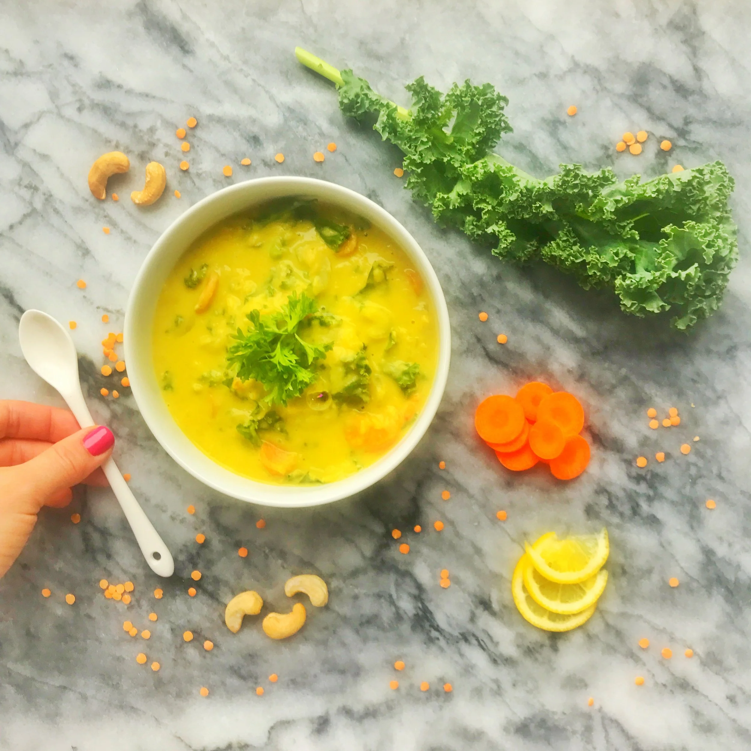 Lemon Tahini Lentil Soup