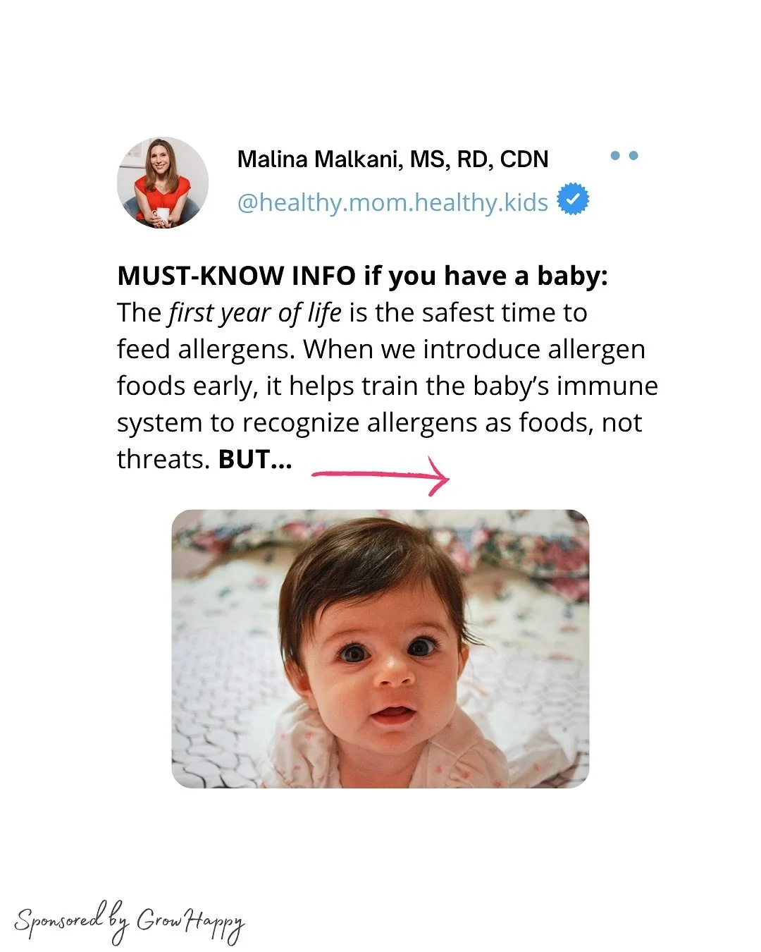It&rsquo;s National Child Health Day! 💛 #letsgrowhappypartner A perfect day to talk about research which shows that introducing common allergens early + continuing to serve them often during the first few years of life helps train the immune system 