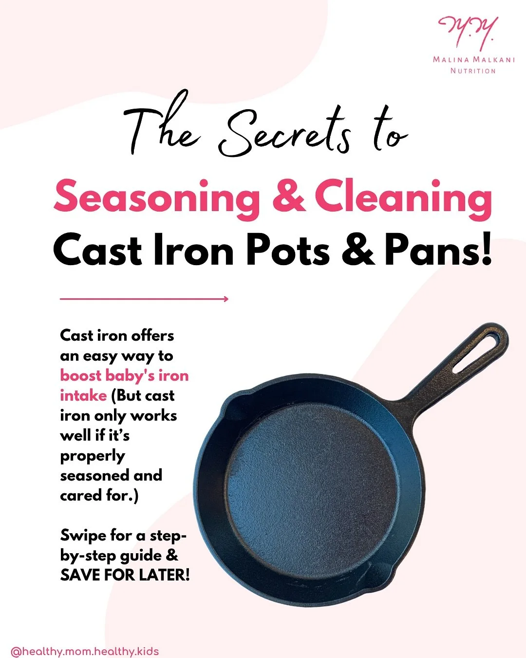 Save this for later! You asked how to season, clean, and restore these iron-boosting beauties 🍳&mdash; swipe for your complete guide to what you SHOULD and SHOULDN&rsquo;T do when it comes to caring for your cast iron pots and pans.⁠👇⁠ ⁠
⁠
Rusty pa