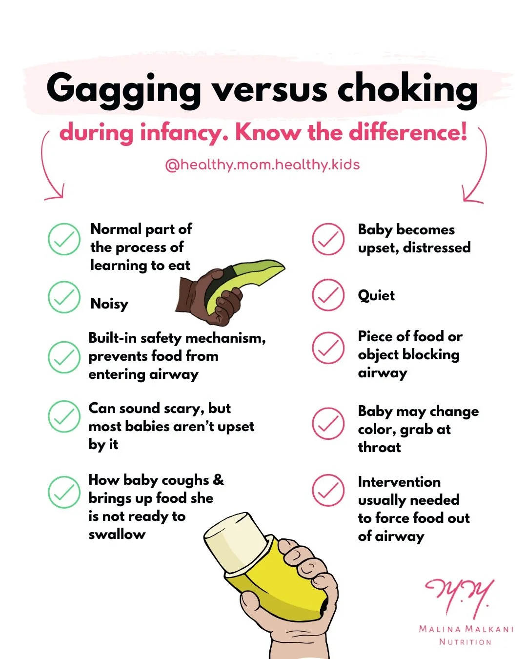 ✨ Gagging and choking are completely different! Understanding the differences between them is so important when your bub is starting solids. Not only does it help keep baby safer, it can also save you both from a lot of stress 😧⁠ Let&rsquo;s break i