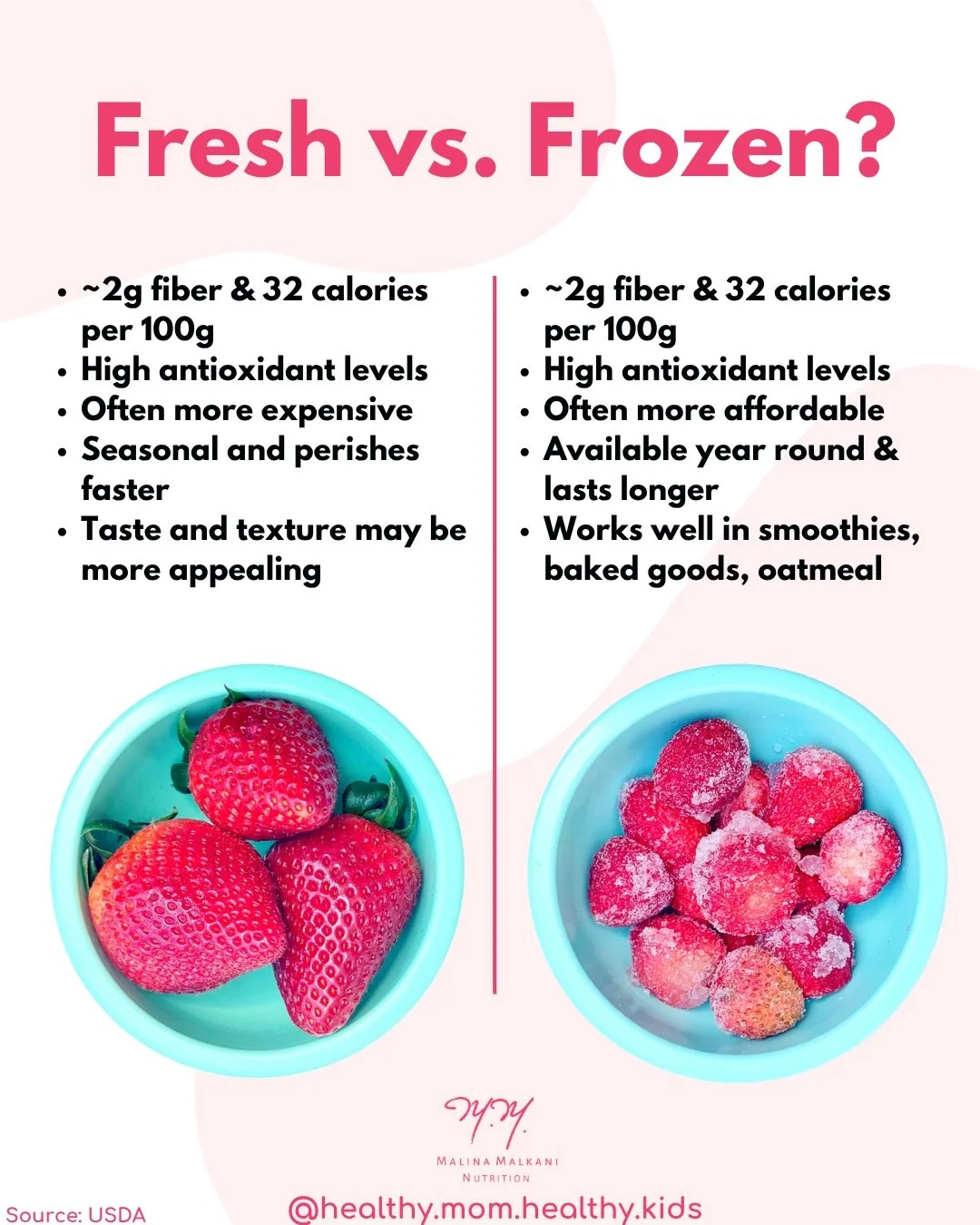 Fresh, frozen, canned...what&rsquo;s best? 🥕🥭🍒⁠
⁠
As a registered dietitian, here&rsquo;s a hill I&rsquo;ll die on: the more fruits &amp; veggies in your family&rsquo;s diet, the better 🙌 ⁠
⁠
Conventional, organic, whatever meets your budget and 