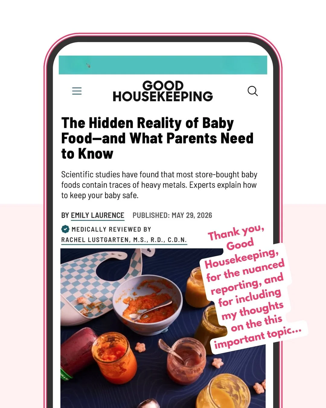 Heavy metals in baby food. It&rsquo;s a topic that&rsquo;s been keeping a lot of parents up at night, and questions about it deserve honest, nuanced, thoughtful answers. This article provides them, and I&rsquo;m so grateful to be quoted in it (TY, @g