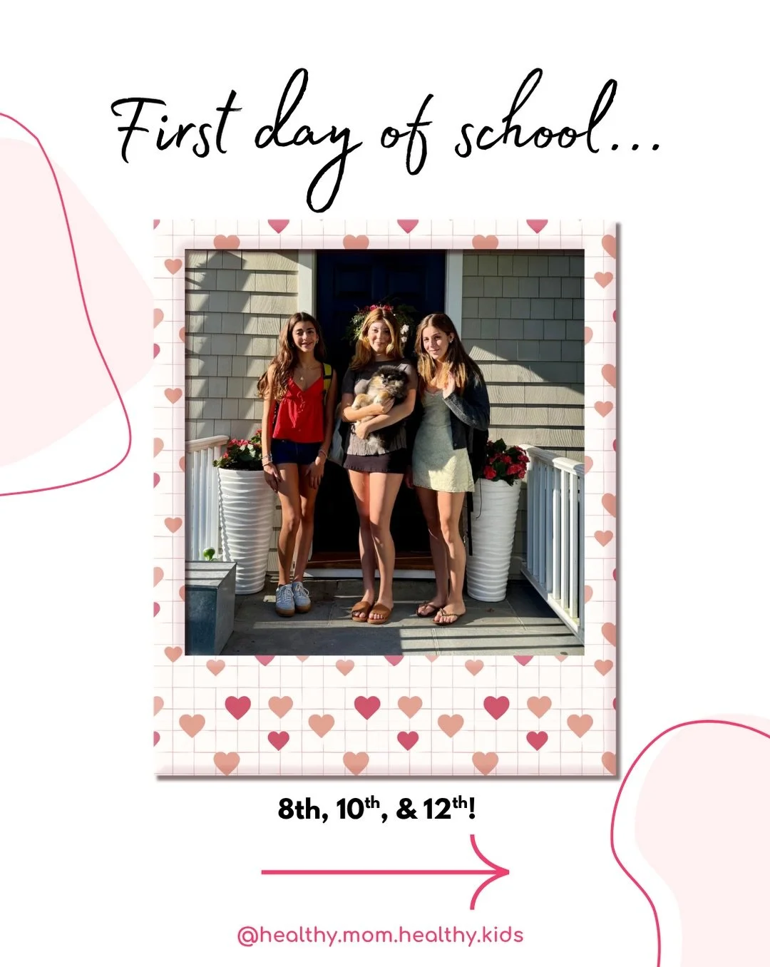 🎒 Last first day of school for my oldest! 🥲 💕How fast it goes...8th, 10th, and 12th grade 🫣⁠
⁠
Wishing you and yours a smooth back-to-school 🫶 xo Malina⁠
⁠
#FirstDayOfSchool #SingleMomLife #RaisingGirls #BackToSchool #HealthyMomHealthyKids