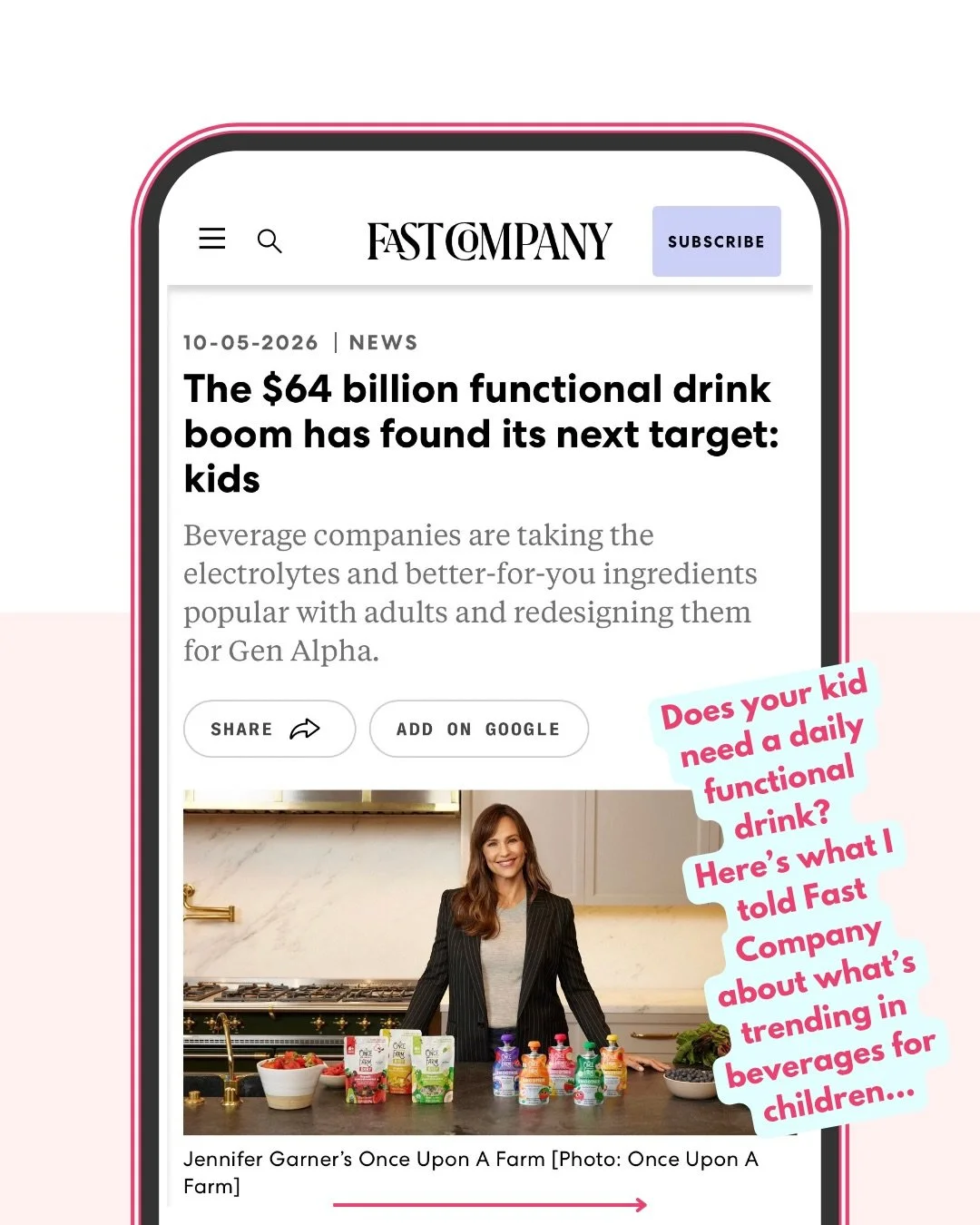 💧Does your kid need a daily functional beverage? Check out what I told reporter, John Kell, of @fastcompany in his article this week about what&rsquo;s trending in drinks for children. 

💦 Spoiler alert: water is best for daily hydration needs! ⁠Wh
