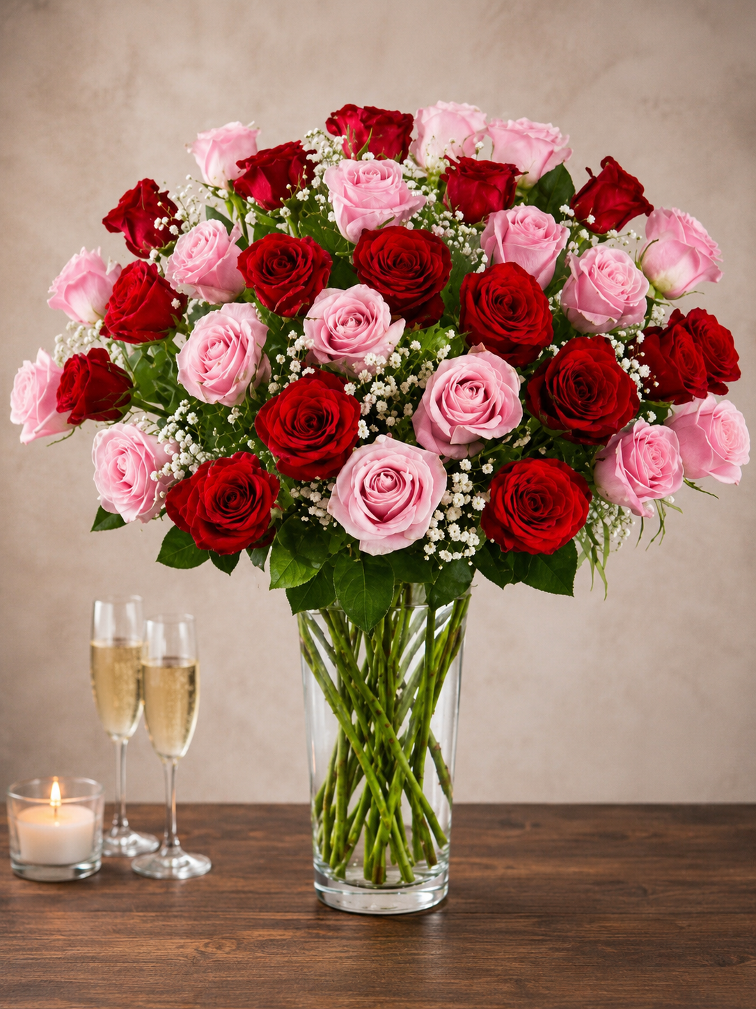 30 Pink and Red Roses