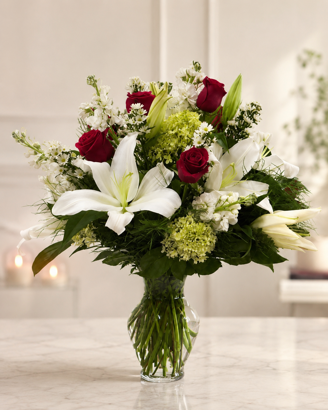 Red, White, and Green Fresh Vase