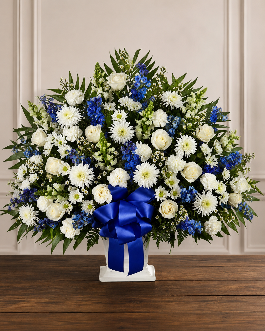 Premium Funeral Basket (Blue & White)