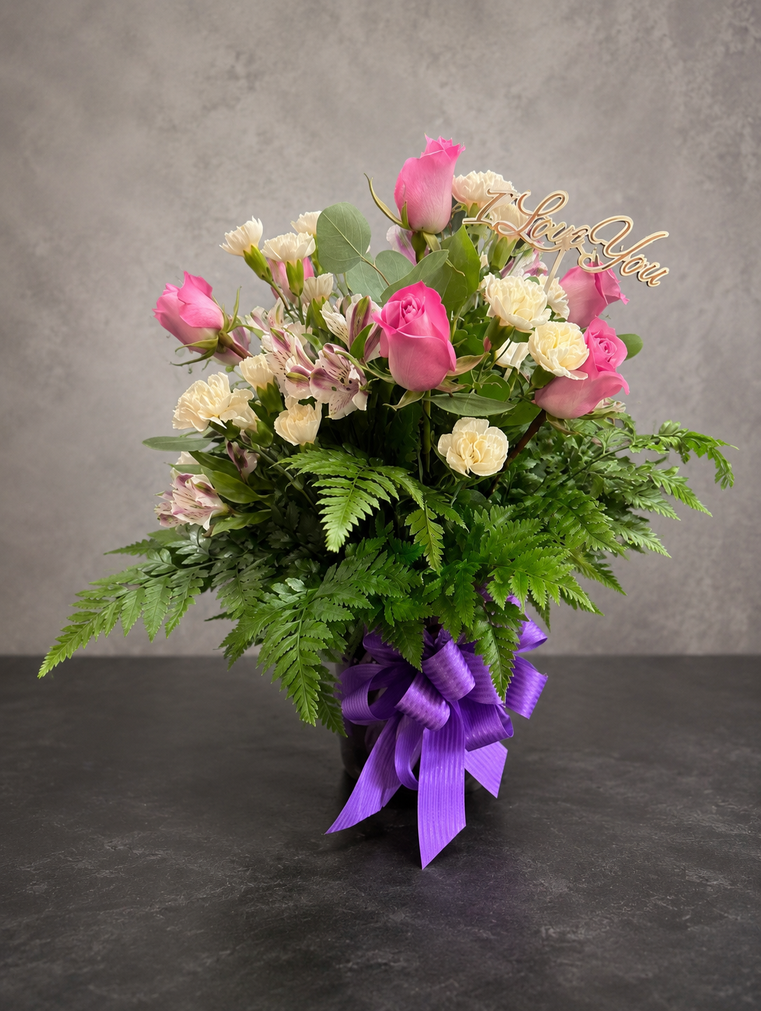 Six Roses, a variety of flowers added .