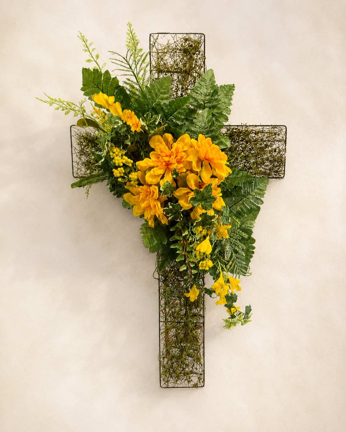 Silk Floral Moss-Covered Memorial Heart