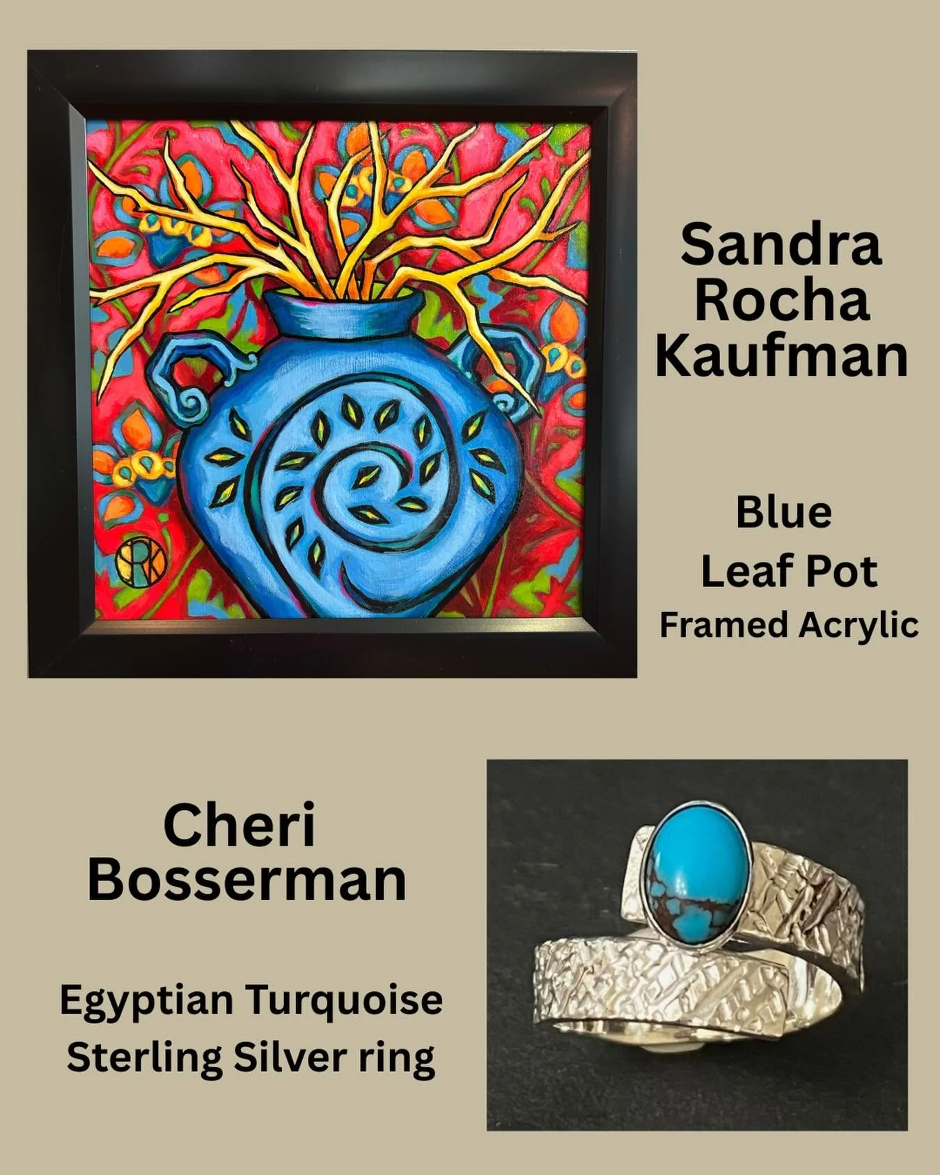 Mother&rsquo;s Day is on Sunday! 
We have a great selection of art, that is perfect for gift giving!

Stop by to see what else CHERI BOSSERMAN, @jewelryart4ubycheri and SANDRA ROCHA-KAUFMAN, @sandra_rocha_kaufman_arts have available in the gallery! 
