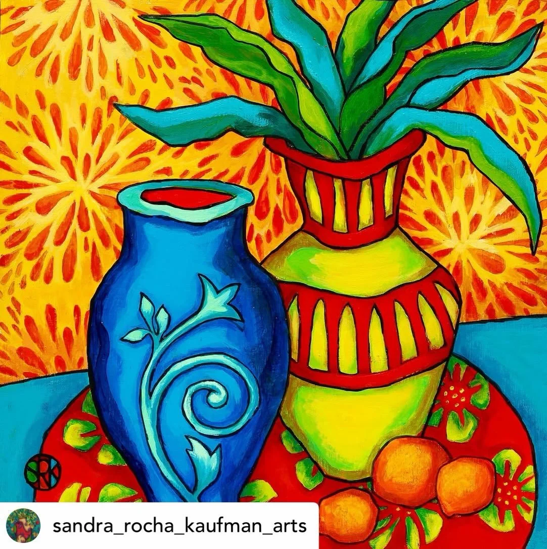 Get @reshare_app &bull; @sandra_rocha_kaufman_arts &lsquo;VIGNETTE&rsquo; 12&rdquo; x 12&rdquo;
Acrylics on Wood
Available @ Red Trillium Gallery
Troutdale, Oregon
This 12&rdquo; x 12&rdquo; still life scene features
a vibrant high contrast compositi