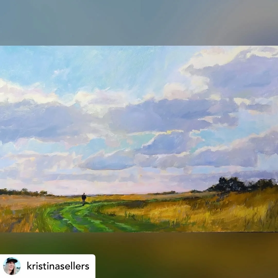 Get @reshare_app &bull; @kristinasellers &ldquo;Daily Walk&rdquo; is one of my new paintings at Red Trillium Gallery in Troutdale, Oregon. It&rsquo;s an Englishman enjoying the local commons, but it&rsquo;s also a metaphor for our own daily journey w