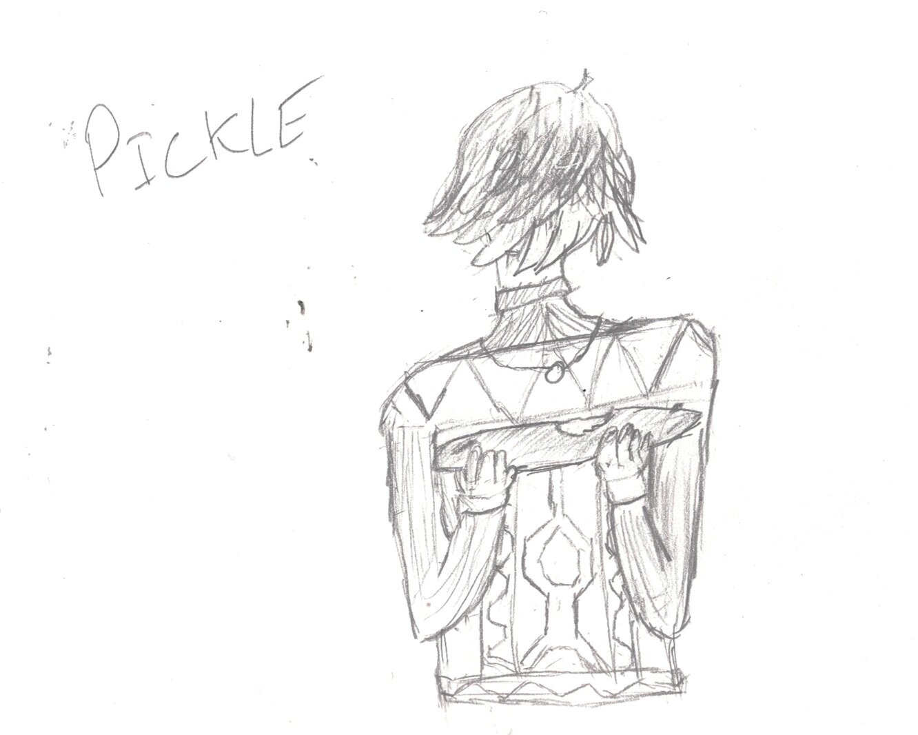 Original Sketch. Notice that it’s huge for a pickle; that pickle is really the size of an overgrown zucchini.