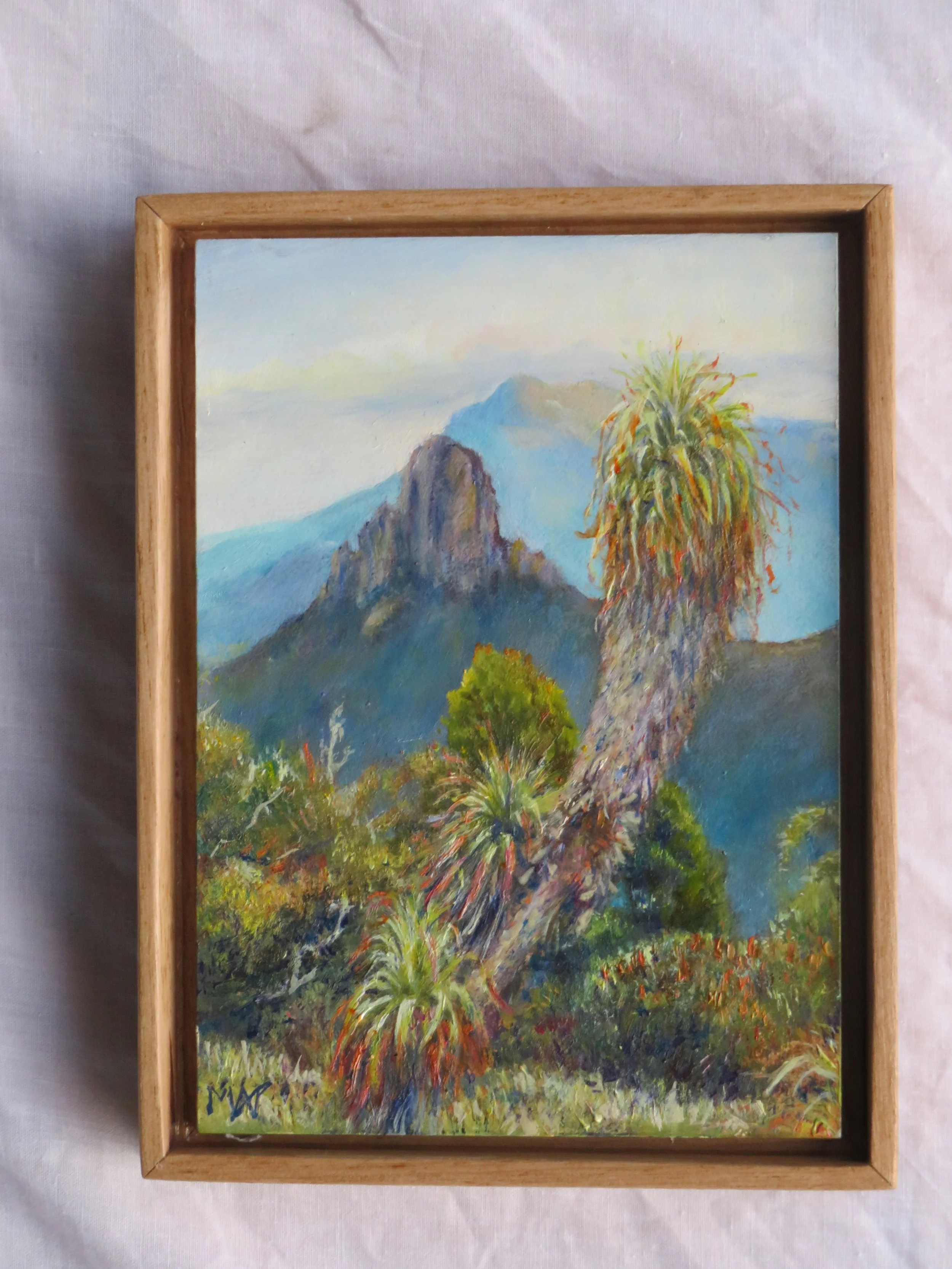 Lots wife from Pandani ridge. Oil on Board